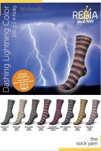 Regia Dashing Lightning 4 gijų kojinių siūlai (pusvilnė)